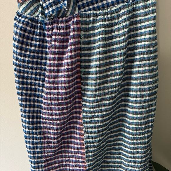 Anthropologie Maeve Waverly Dress One-Shoulder Checkered gingham midi asymmetric - Picture 8 of 16